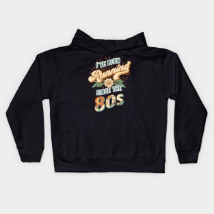 I ve been running since the 80s Groovy retro quote  gift for running Vintage floral pattern Kids Hoodie